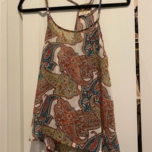 70s print flowy tank top